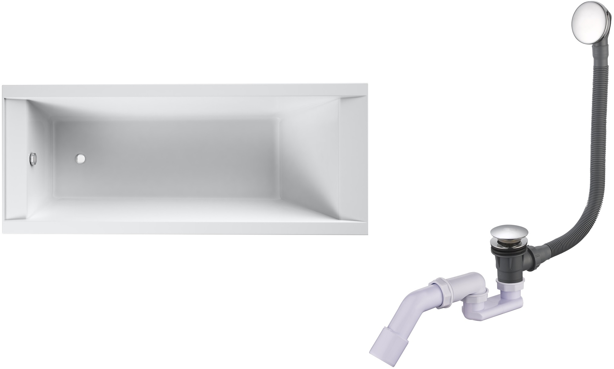 Set baignoire rectangulaire Oltens Langfoss 10005000, siphon de baignoire Oltens Fusa 03002100