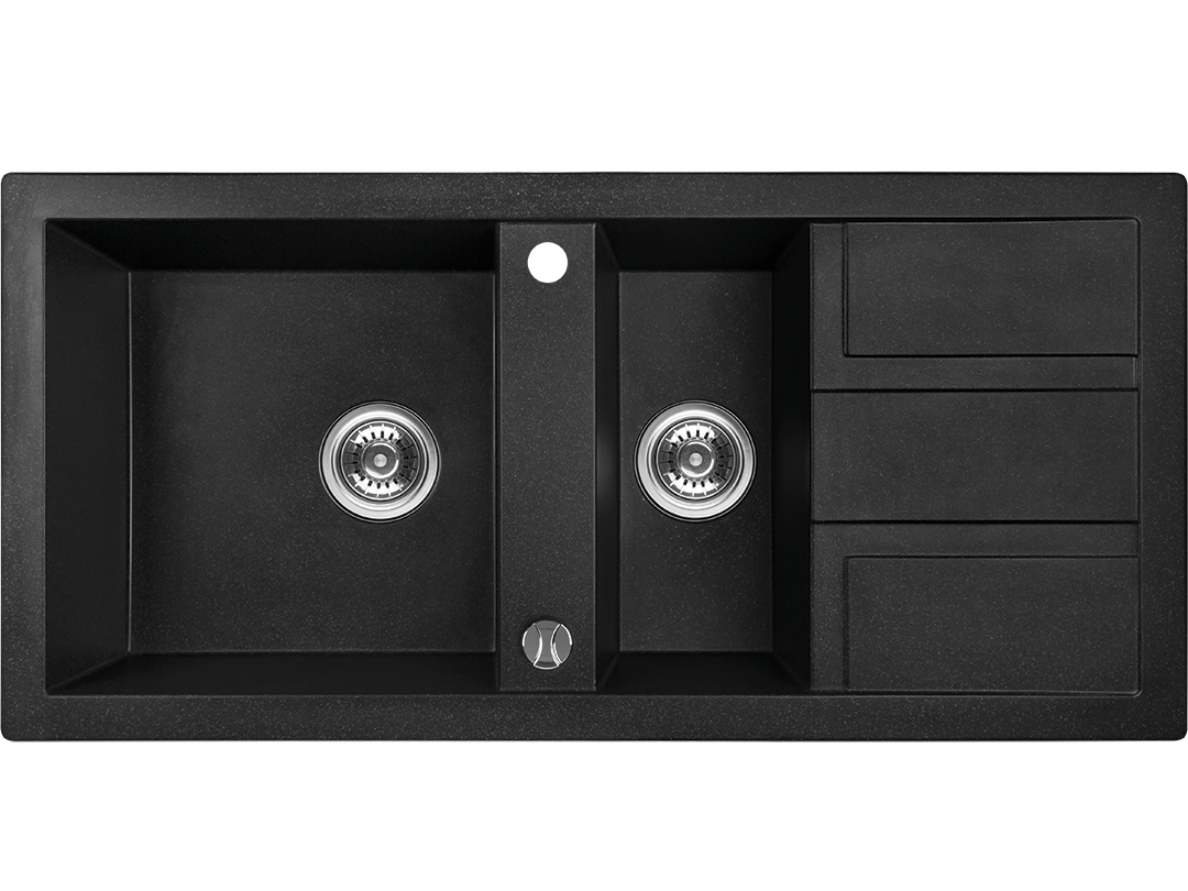 Laveo Barbados évier en granit 100x48 cm noir SBB731T