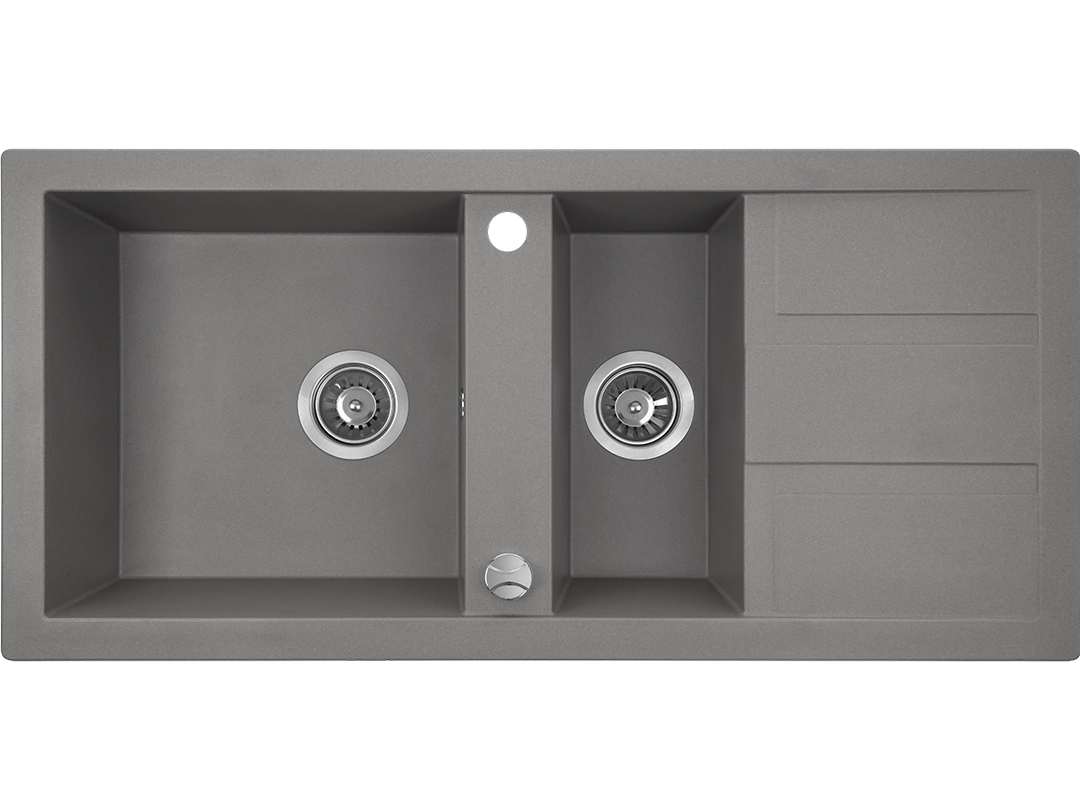 Laveo Barbados évier en granit 100x48 cm gris/graphite/onyx SBB531T