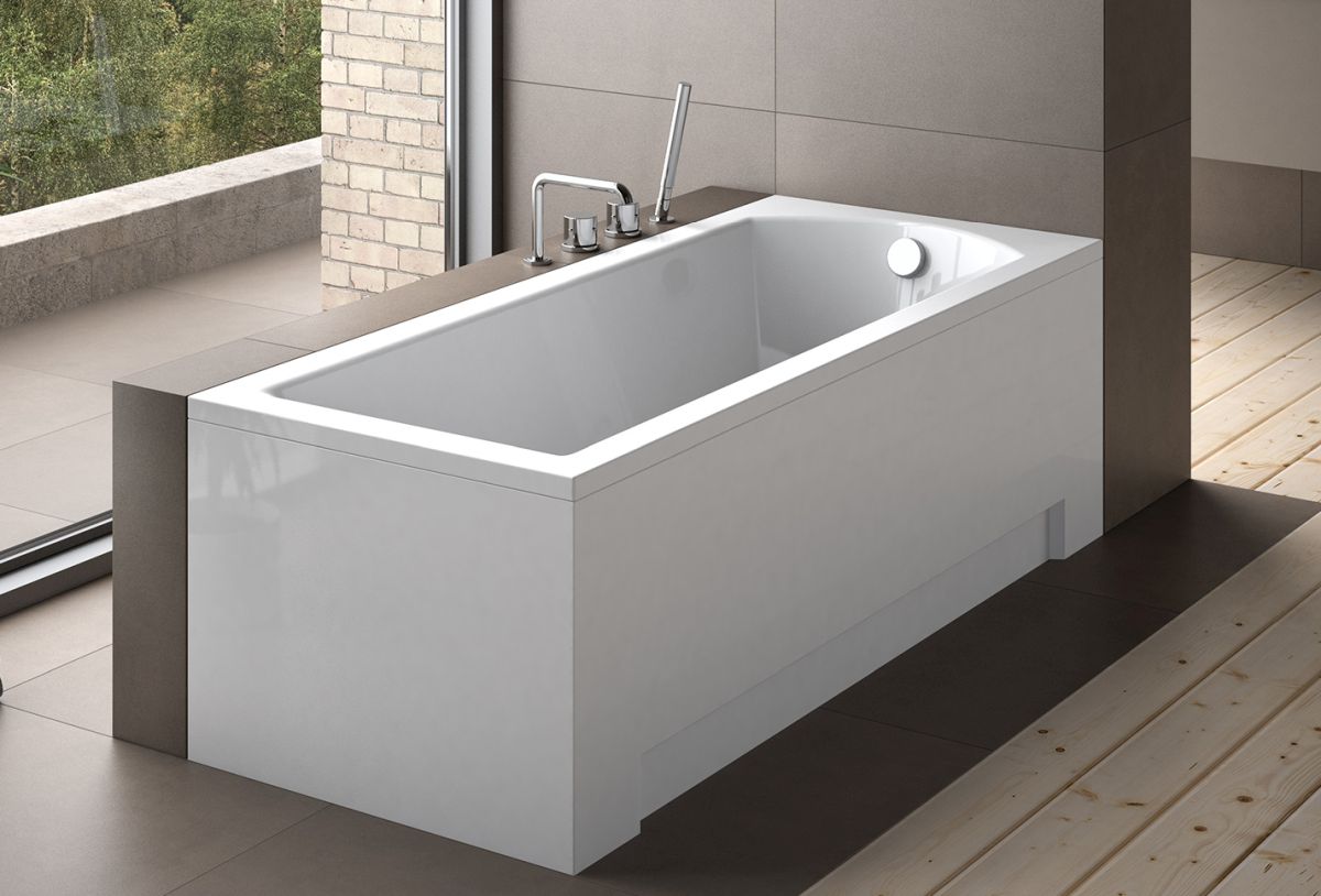 Set baignoire rectangulaire Besco Shea #WAS-140-PK, habillage de baignoire Besco #OAP-140-UNI