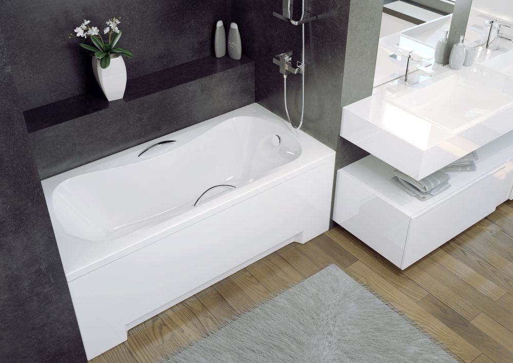 Set baignoire rectangulaire Besco Aria #WAA-150-PA, habillage de baignoire Besco #OAP-150-UNI