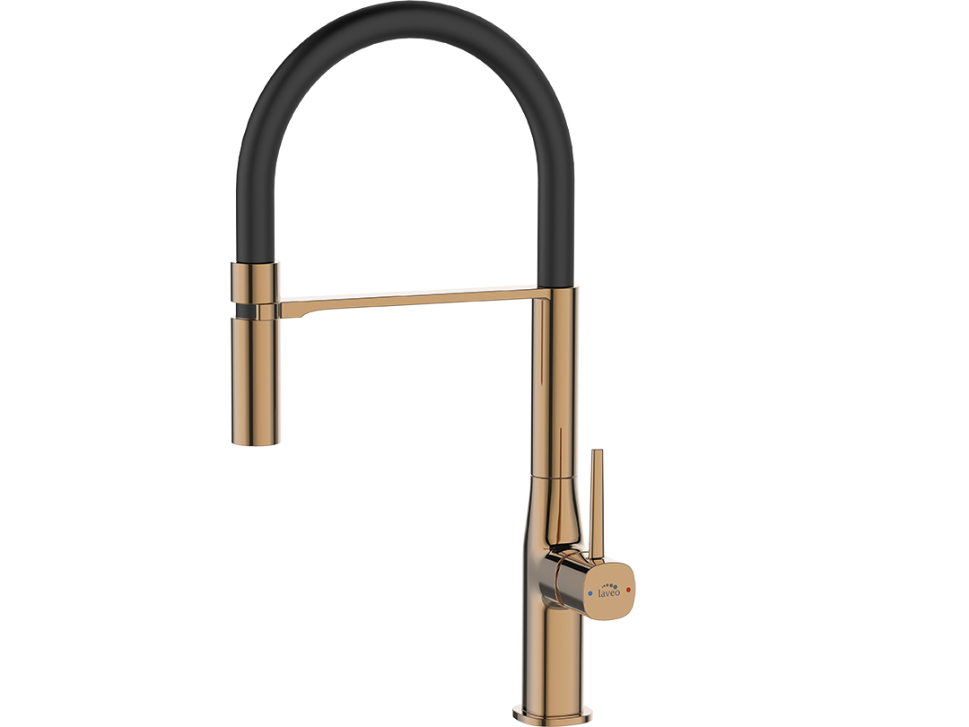 Laveo Pola mitigeur de cuisine sur pied noir-or/vieil or BAP878D