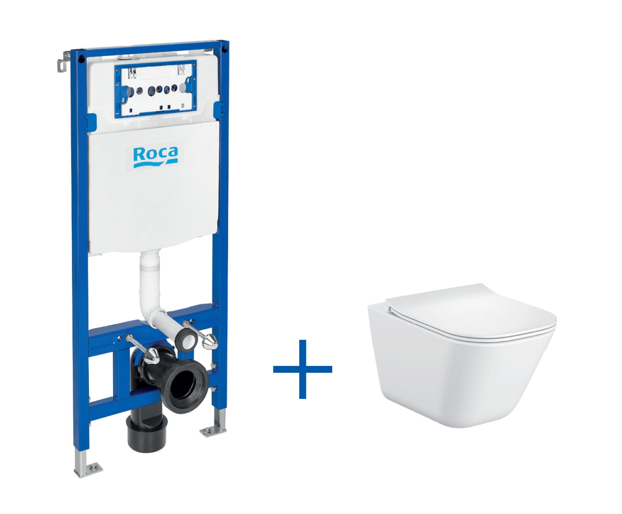 Roca Gap Square kit wc châssis + cuvette + abattant A893104500
