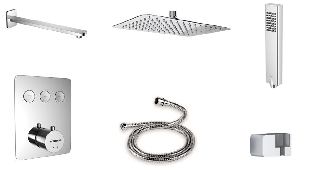 Excellent Krotos ensemble de douche encastré oui chrome AREX.SET.8046CR