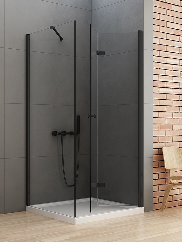 New Trendy New Soleo Black cabine de douche 90x90 cm carrée noir mat/verre transparent D-0239A/D-0115B