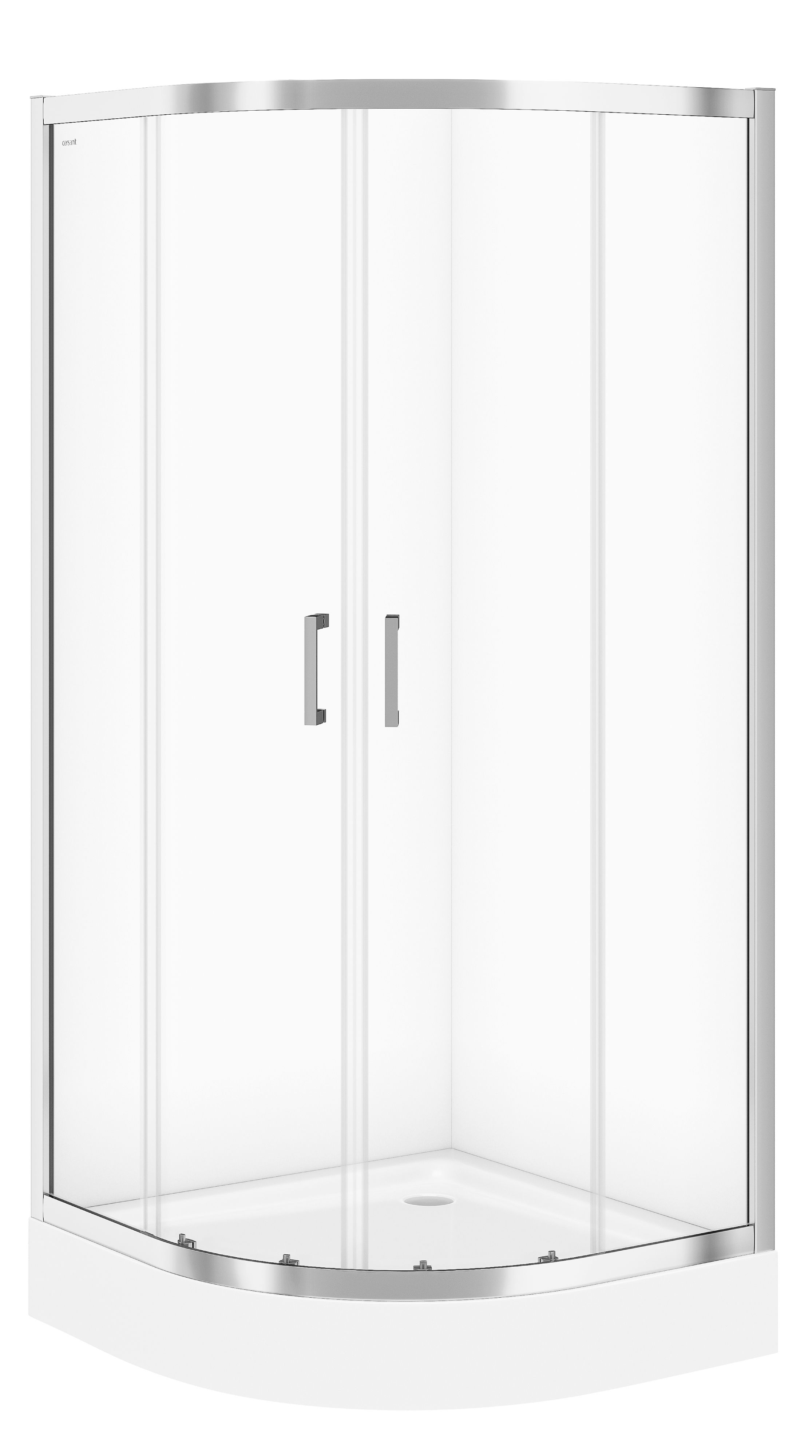 Cersanit Basic cabine avec receveur 90x90 cm semi-circulaire chrome brillant/verre transparent S601-118