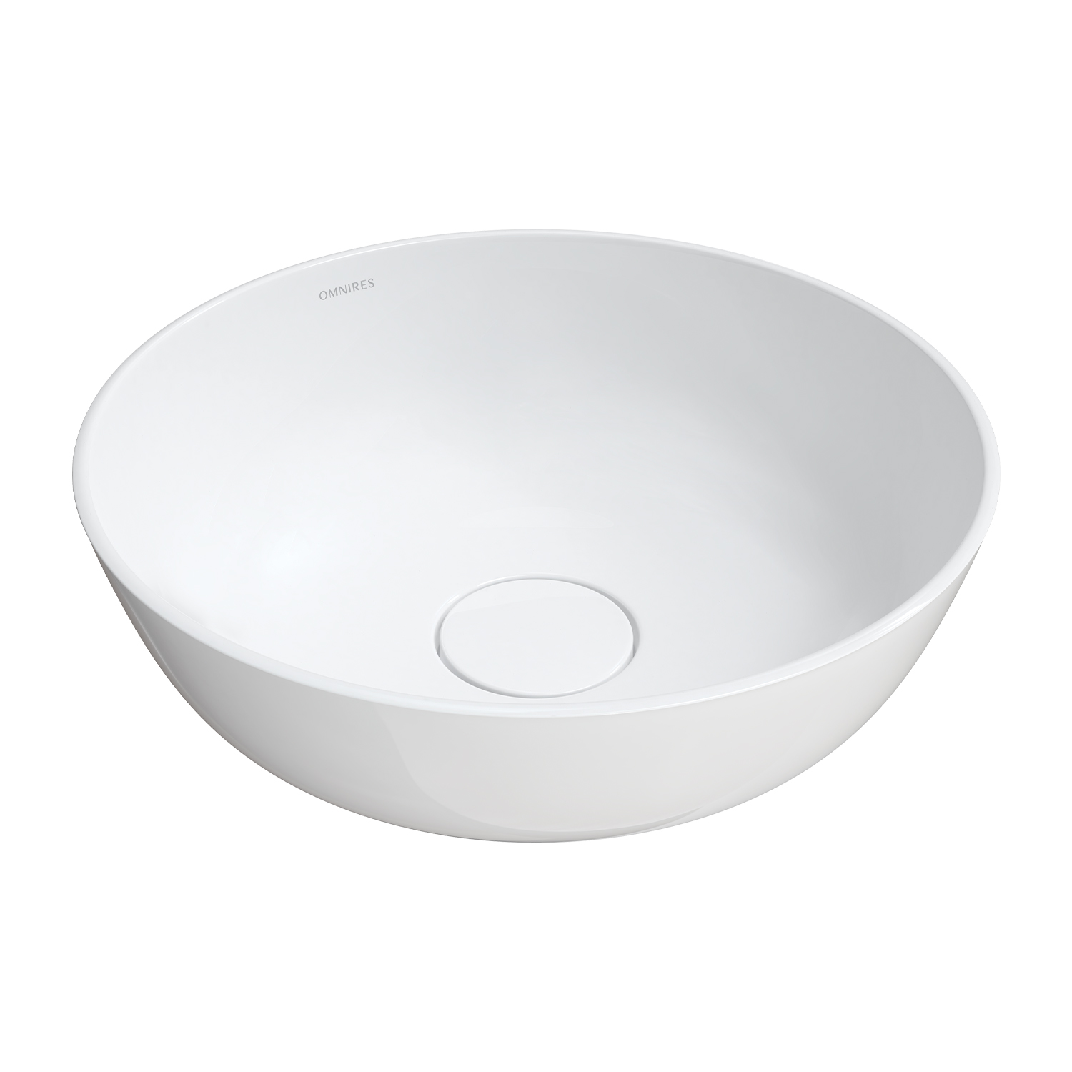 Omnires Silk M+ lavabo 40x40 cm ronde à poser blanc SILKR400BM