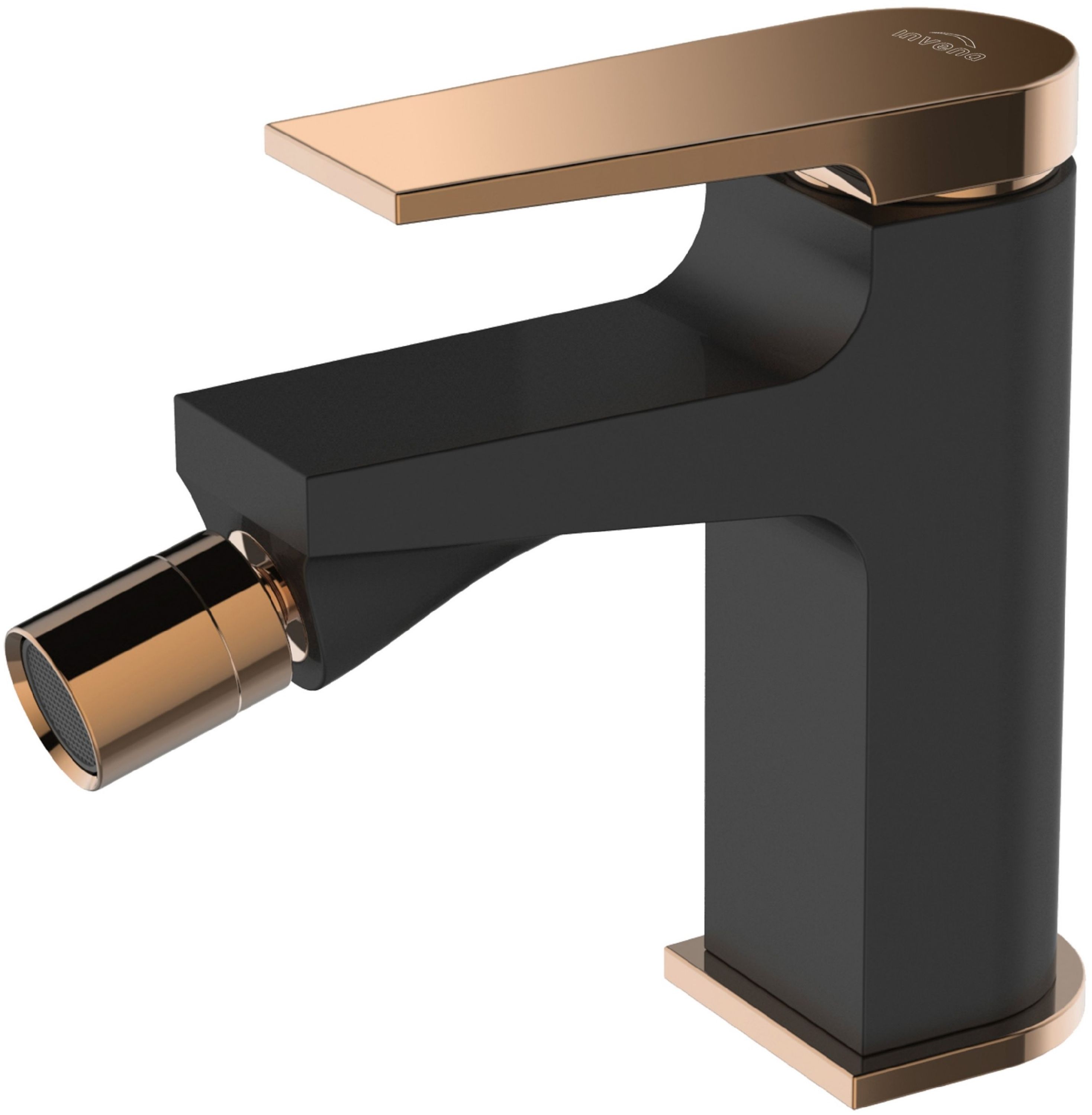 Invena Midnight mitigeur de bidet sur pied noir-doré BB-35-014