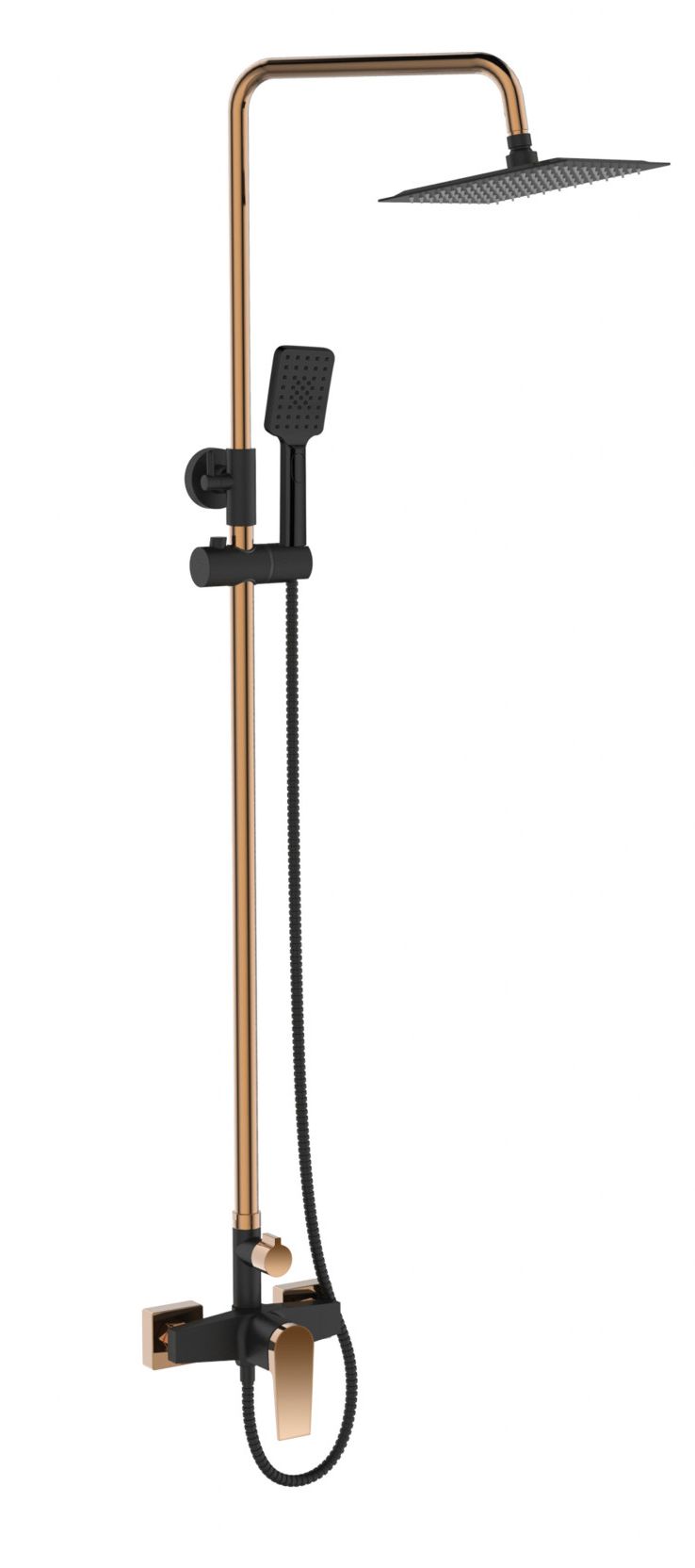 Invena Midnight ensemble de douche mural oui noir-doré AU-35-D14