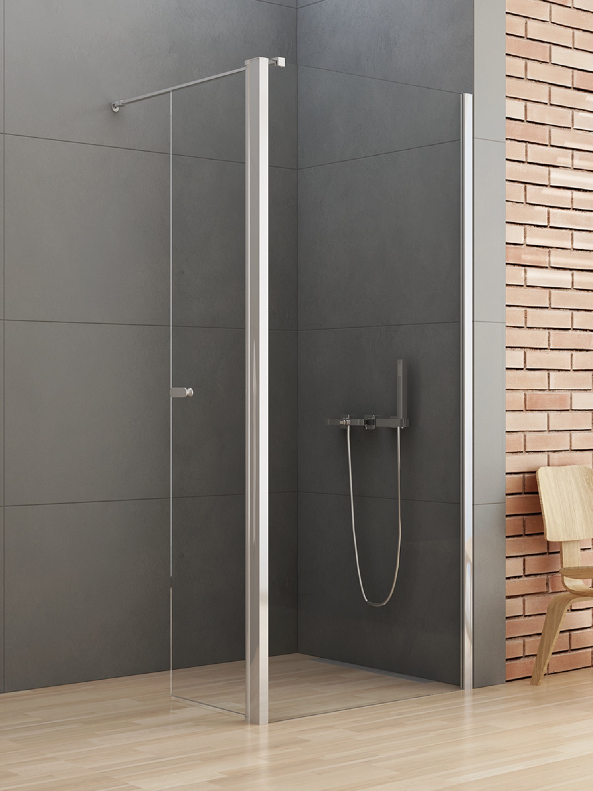 New Trendy New Soleo paroi de douche walk-in 80 cm chrome brillant/verre transparent K-0341