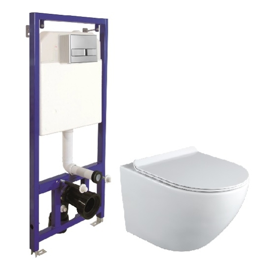 Laveo Akan kit châssis avec cuvette, abattant et bouton VMDA600S