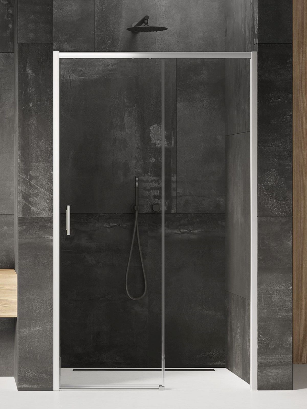 New Trendy Prime porte de douche 100 cm coulissant chrome brillant/verre transparent D-0299A