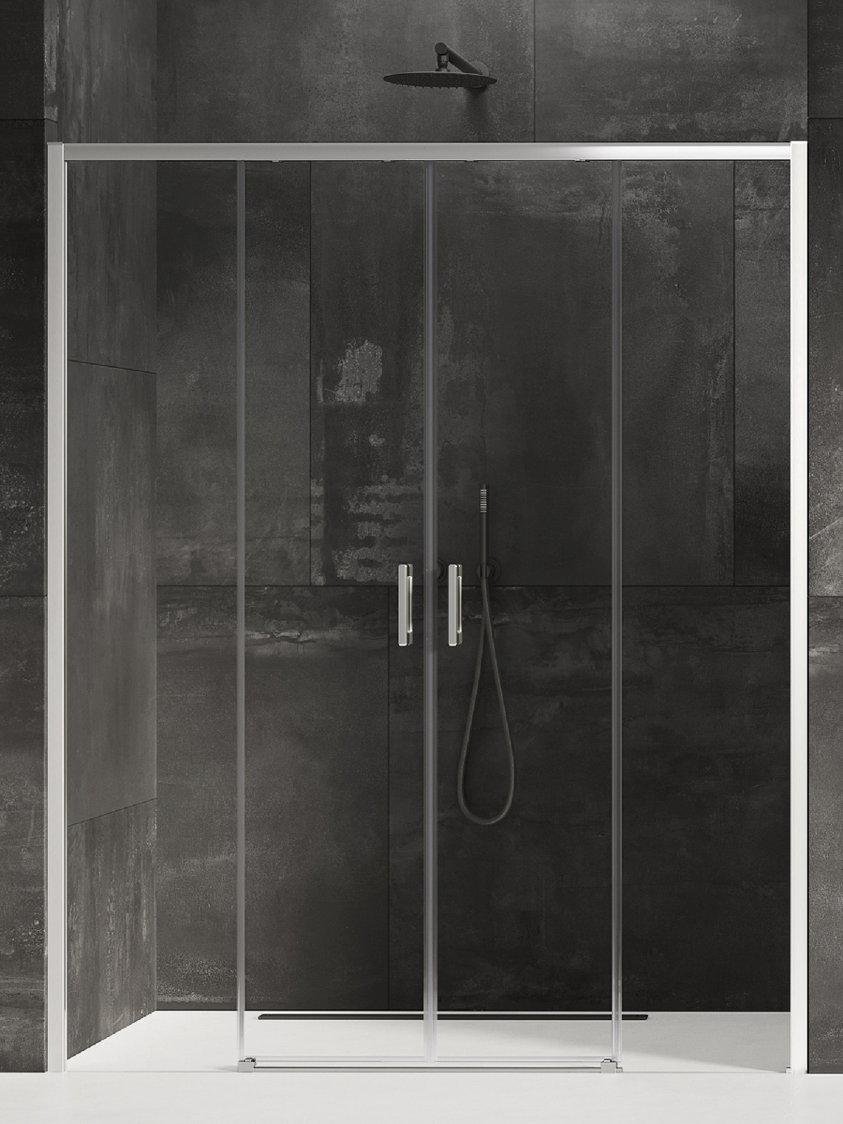New Trendy Prime porte de douche 190 cm coulissant chrome brillant/verre transparent D-0339A