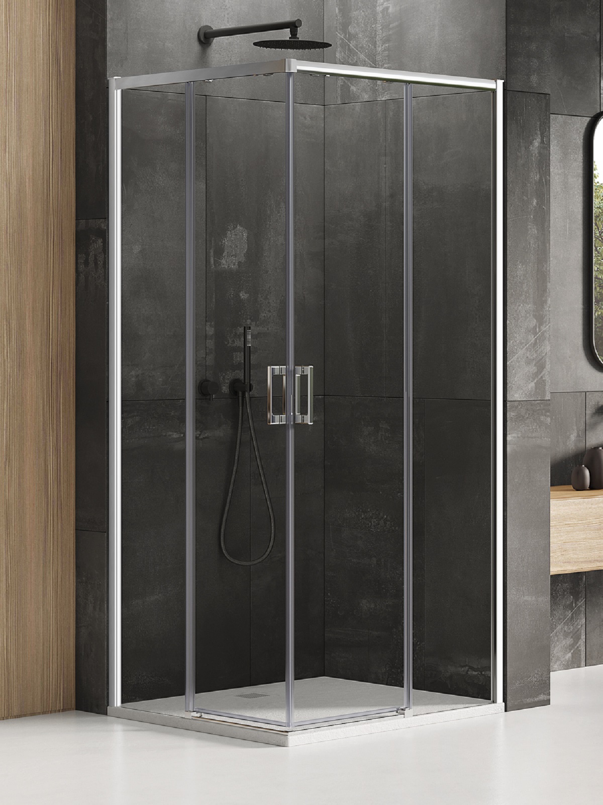New Trendy Prime cabine de douche 80x70 cm rectangulaire chrome brillant/verre transparent D-0348A/D-0295A