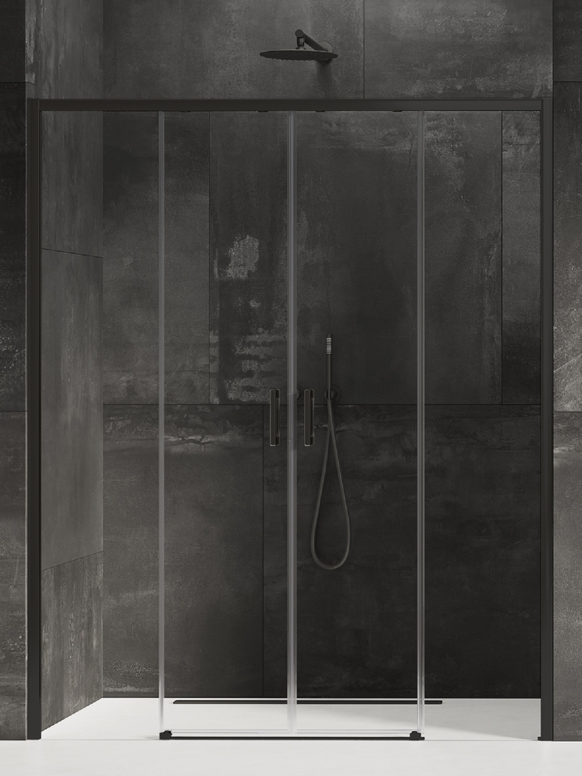 New Trendy Prime Black porte de douche 190 cm coulissant noir mat/verre transparent D-0346A