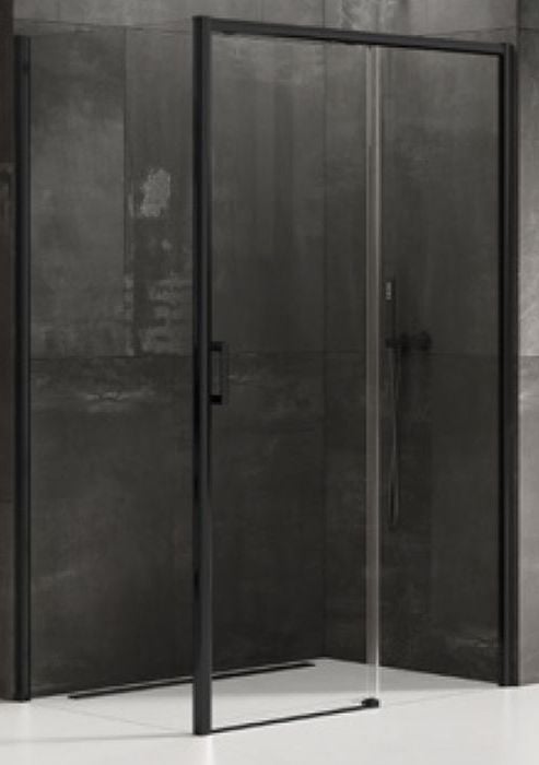 New Trendy Prime cabine de douche 110x80 cm rectangulaire noir mat/verre transparent D-0319A/D-0128B