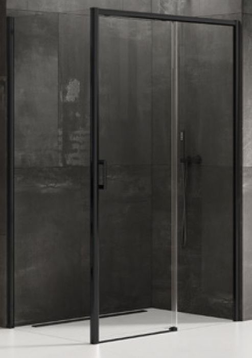 New Trendy Prime cabine de douche 110x90 cm rectangulaire noir mat/verre transparent D-0319A/D-0129B