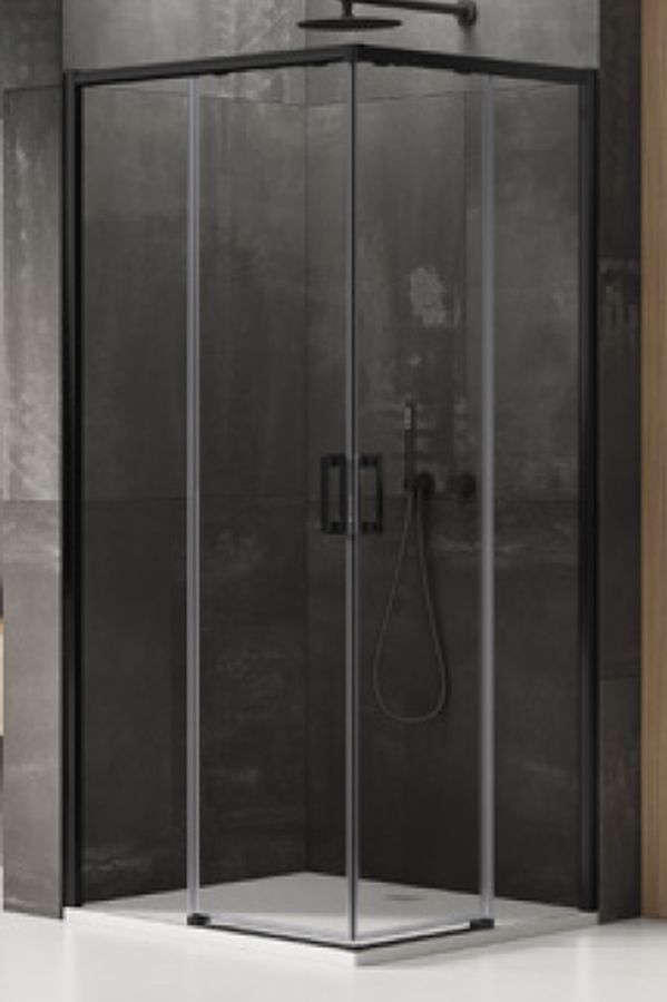 New Trendy Prime Black cabine de douche 80x80 cm carrée noir mat/verre transparent D-0312A/D-0313A