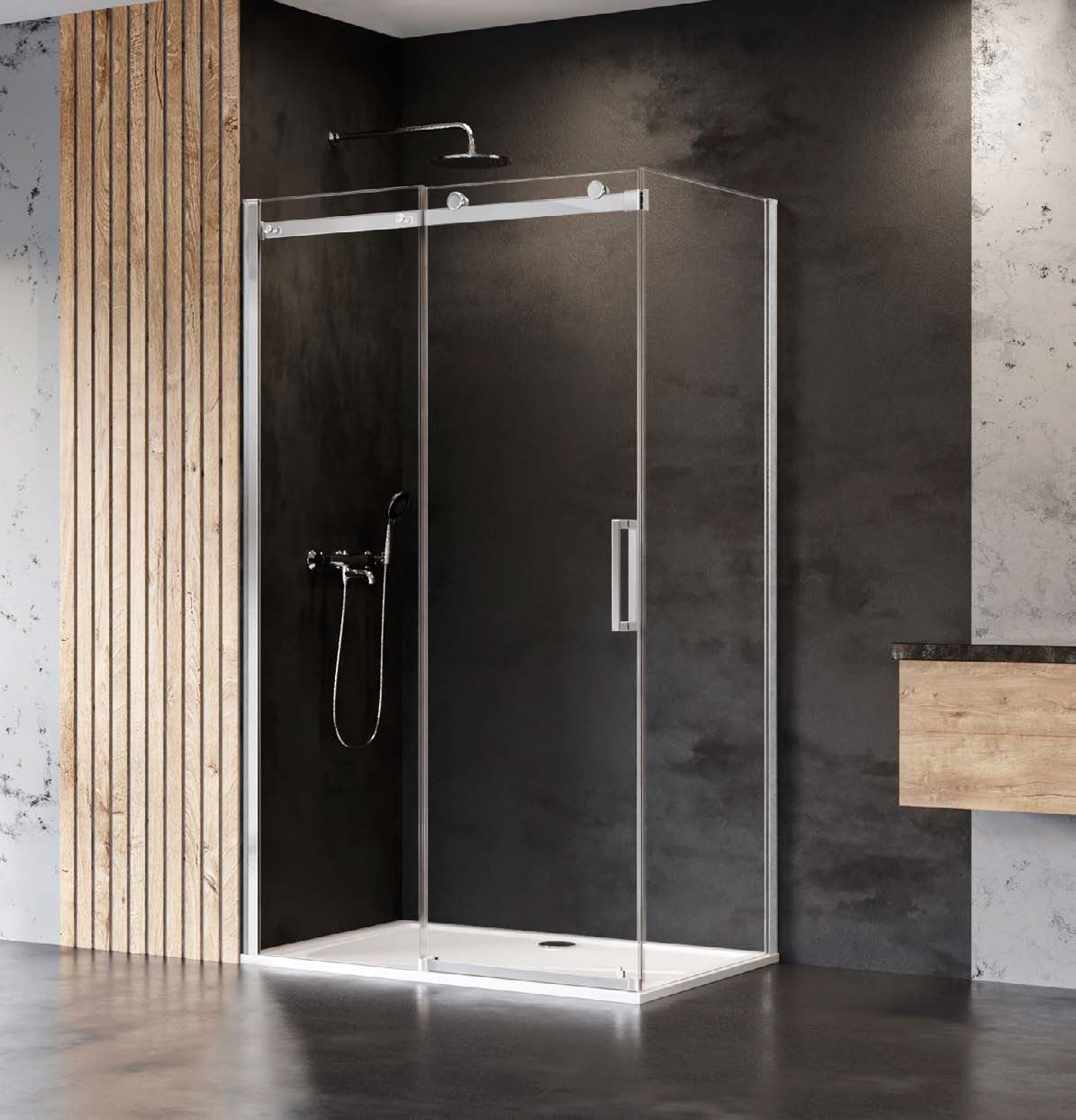 New Trendy Sling cabine de douche 100x90 cm rectangulaire chrome brillant/verre transparent D-0180A/D-0103B