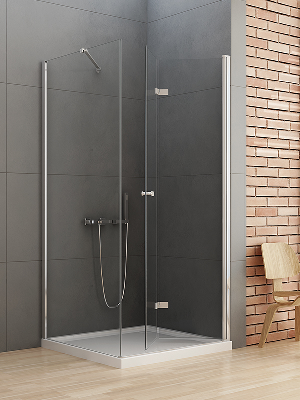 New Trendy New Soleo cabine de douche 90x80 cm rectangulaire chrome brillant/verre transparent D-0152A/D-0088B