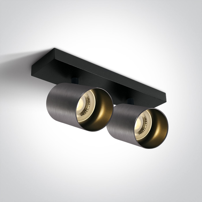 One Light Elatos plafonnier 2x10 W noir-gris 65205N/MG