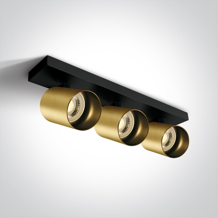 One Light Elatos plafonnier 3x10 W noir-laiton 65305N/BBS