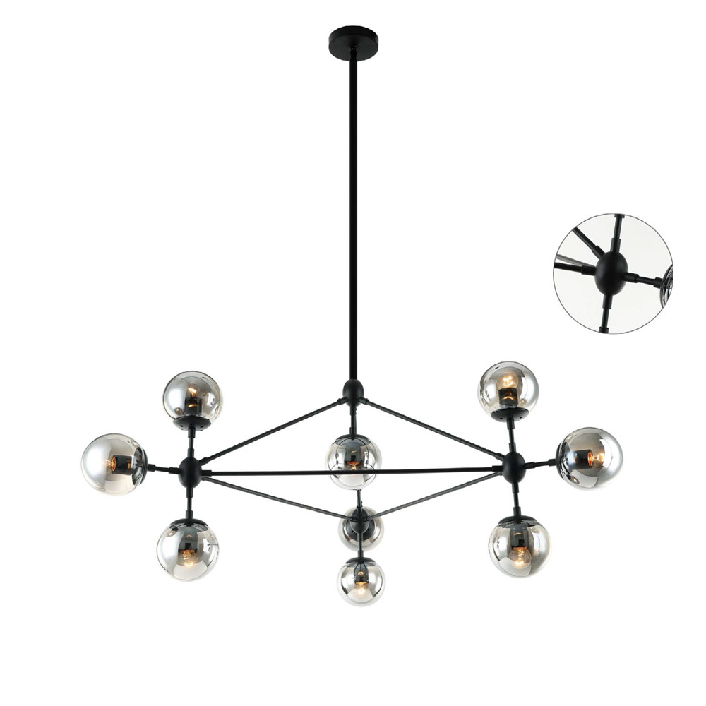 Open Design Bao plafonnier x8 W noir-fumé OR80056