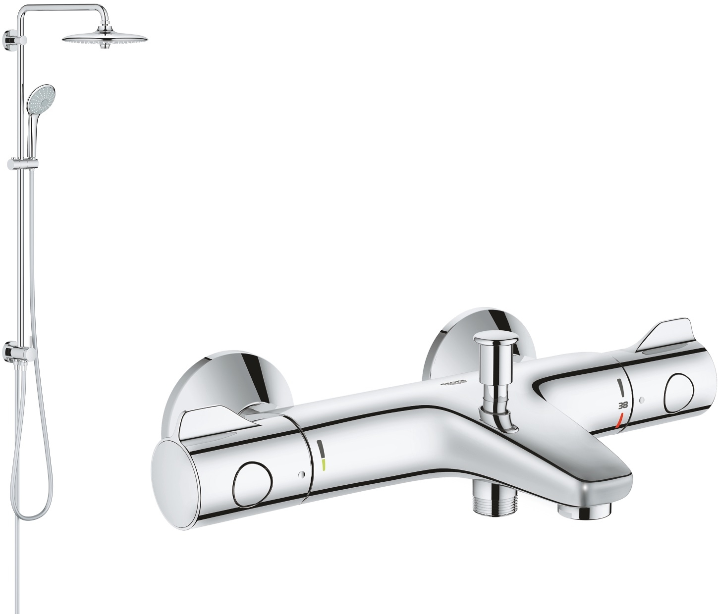 Set ensemble de douche Grohe Euphoria 27421002, mitigeur bain-douche Grohe Grohtherm 800 34567000
