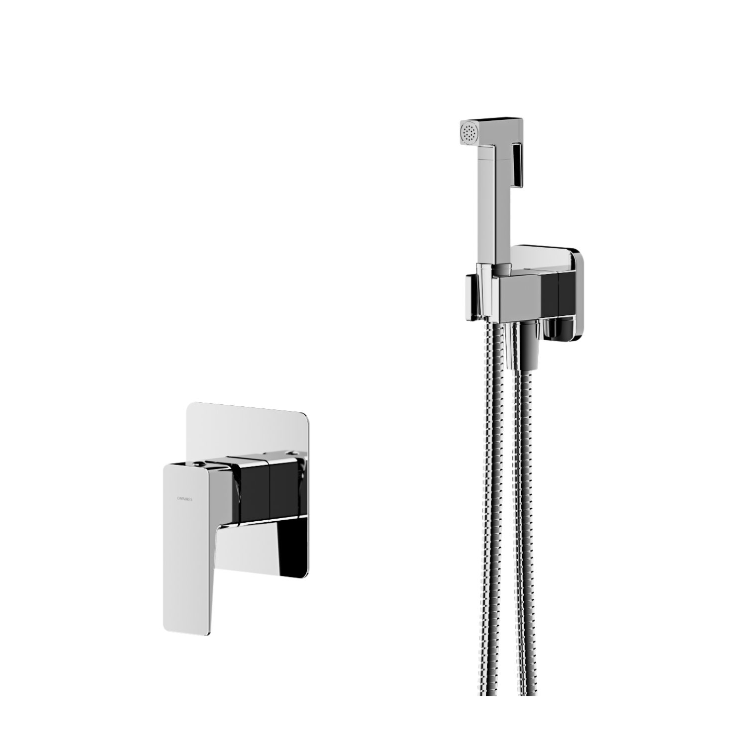 Omnires Parma mitigeur bidet avec kit de douche encastrée chrome SYSPMBI1CR