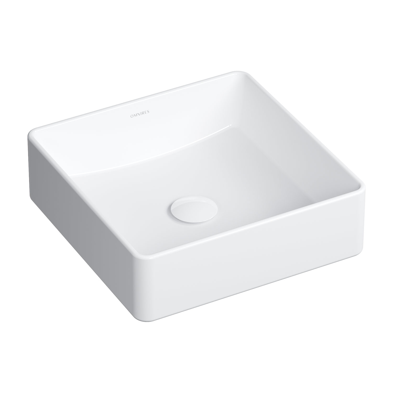 Omnires Pasadena lavabo 36x36 cm carrée à poser blanc brillant PASADENA360BP