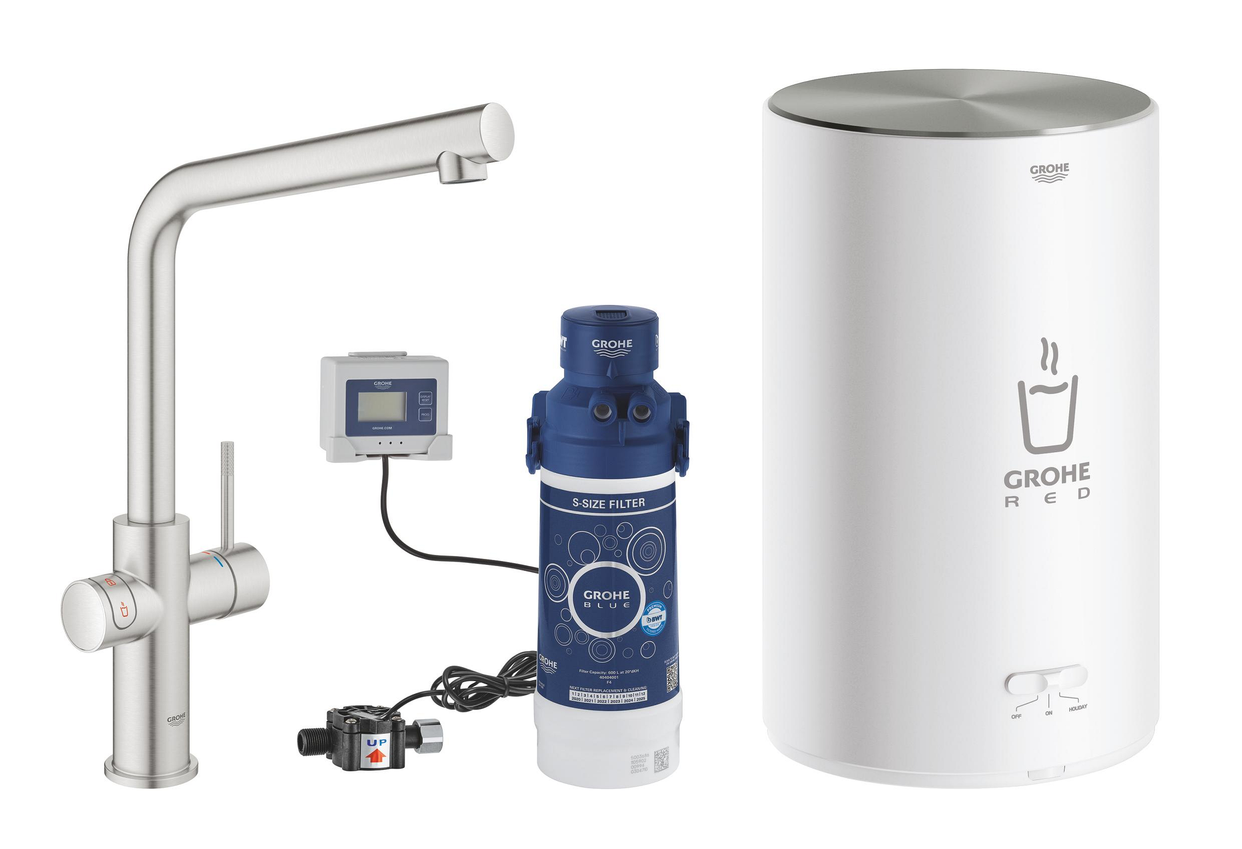 Grohe Red robinet de cuisine avec chauffe-eau sur pied acier inoxydable 30327DC1