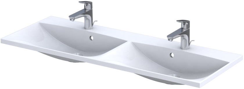 Oristo Amelia lavabo 120.2x46 cm rectangulaire de meuble-double blanc UME-AM-120-92-D