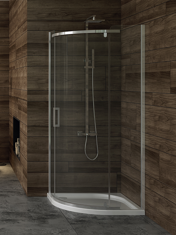 New Trendy New Komfort cabine de douche 80x80 cm semi-circulaire chrome brillant/verre transparent K-0434