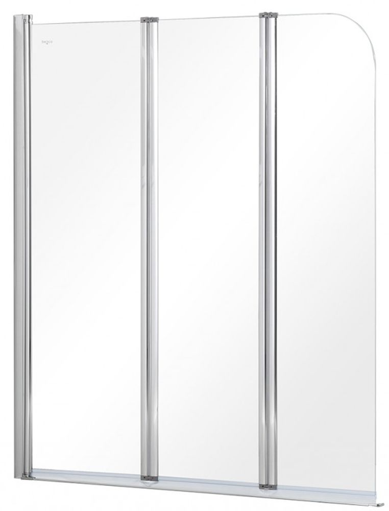 Besco Prime paroi de baignoire 120 cm trois pièces chrome brillant/verre transparent PNP-3S