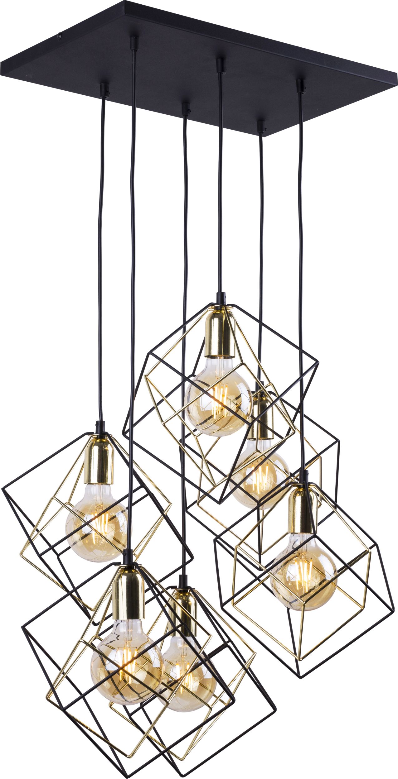 TK Lighting Alambre lampe suspendue 6x60 W noir-doré 2779