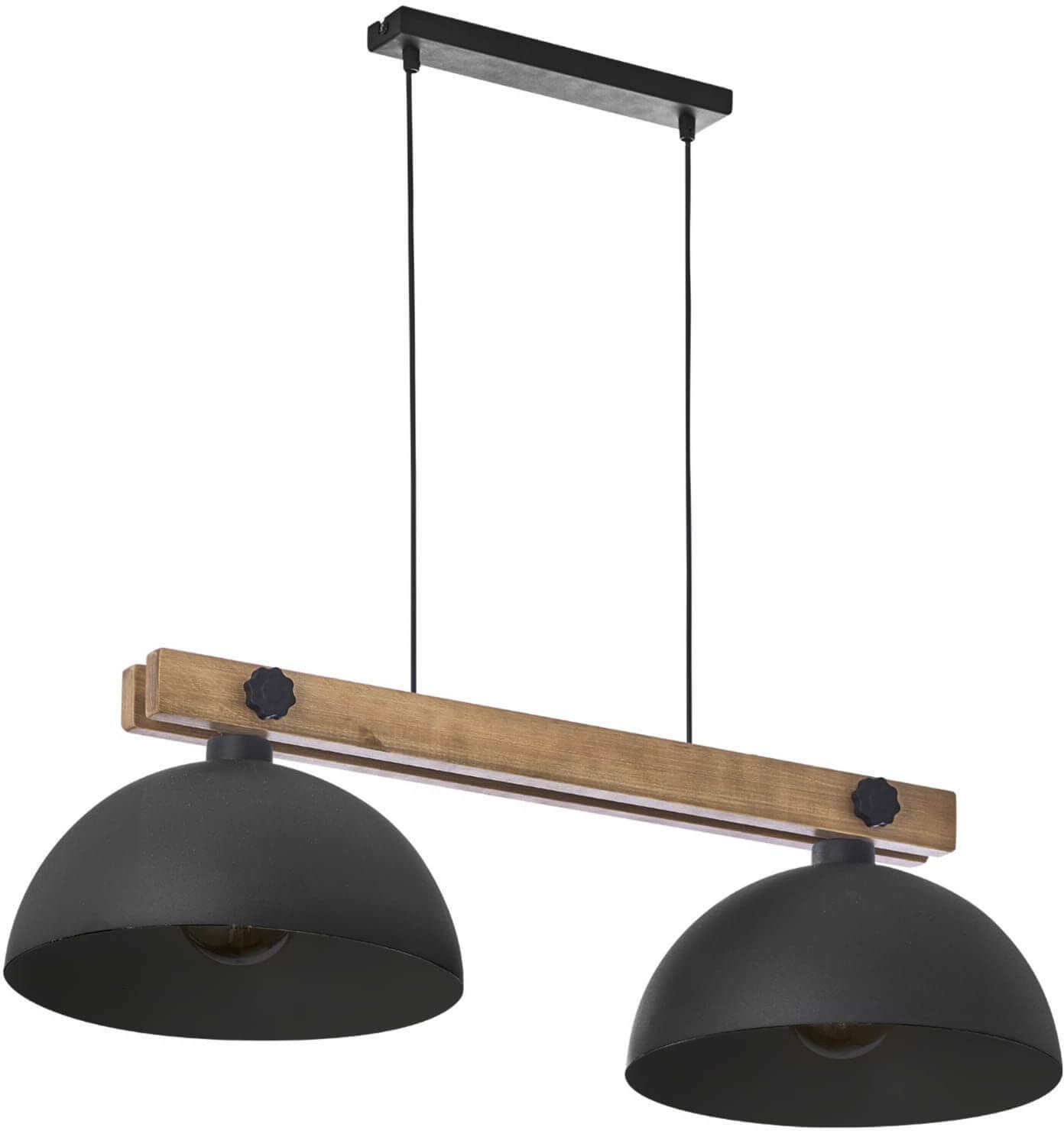 TK Lighting Oslo lampe suspendue 2x60 W noir-bois 1706