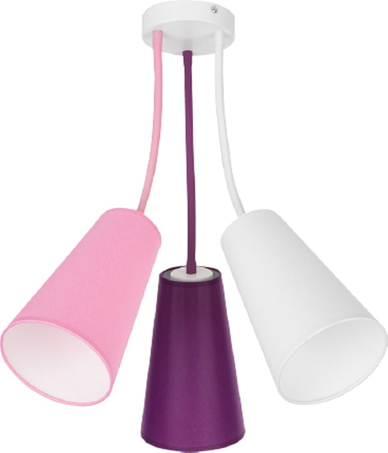 TK Lighting Wire Kids lampe suspendue 3x15 W blanc-rose-violet 1711