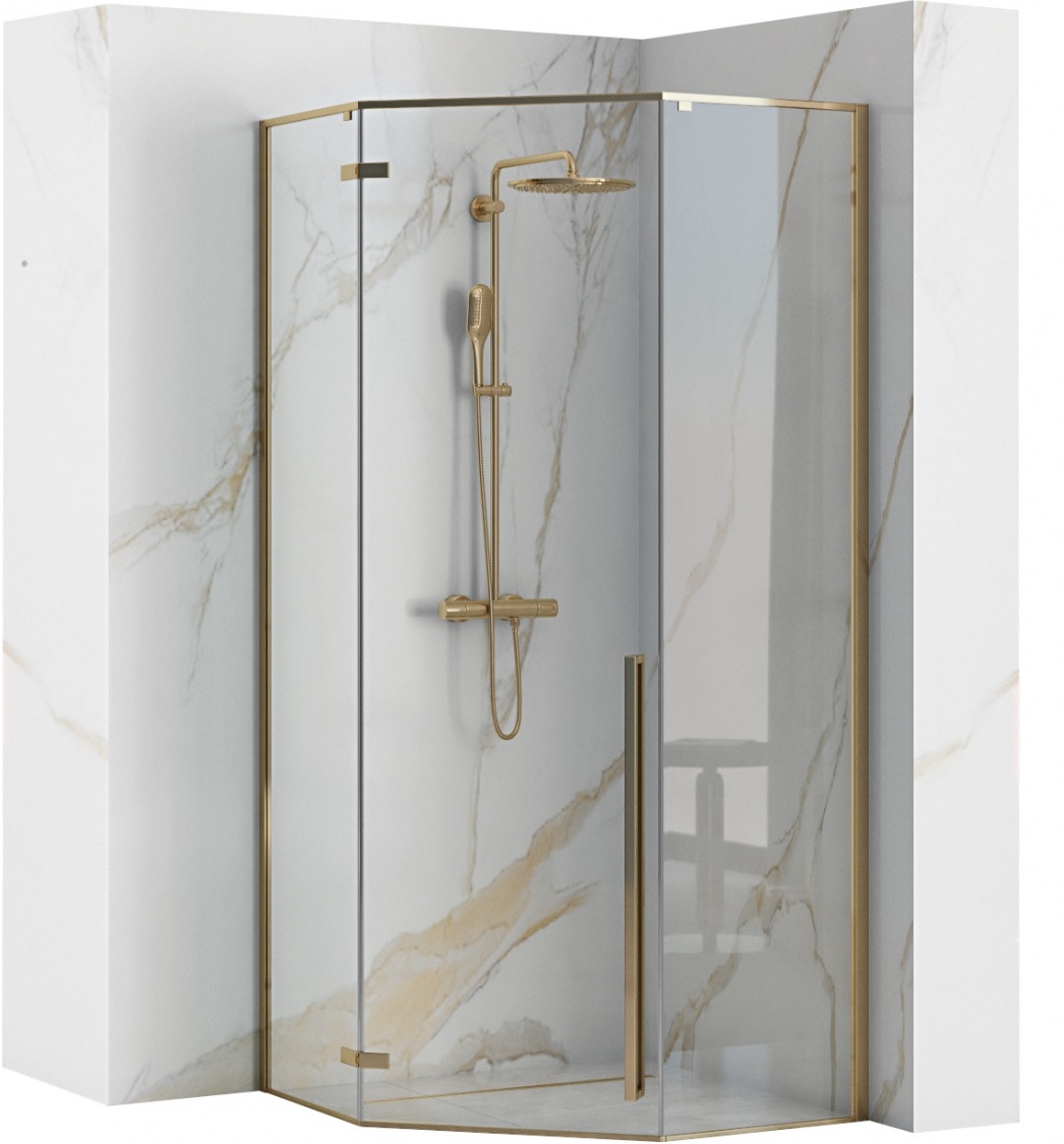 Rea Diamond kabina prysznicowa 90x90 cm złoty połysk/szkło przezroczyste REA-K4904