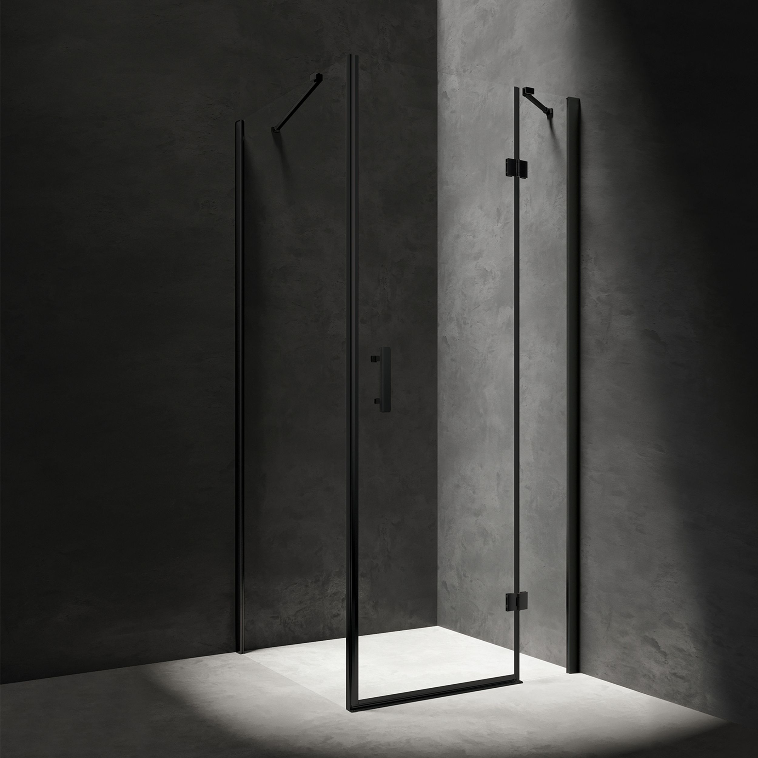 Omnires Manhattan cabine de douche 90x90 cm carrée noir mat/verre transparent MH9090BLTR