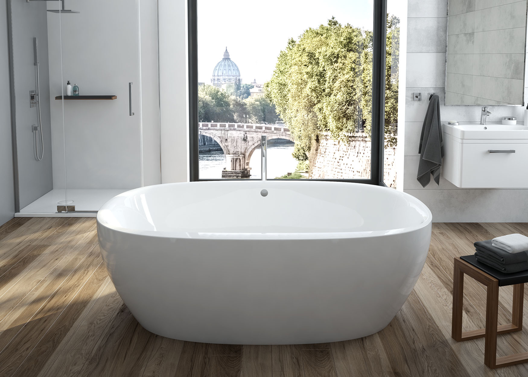Hoesch iSensi baignoire autoportante 190x120 cm ovale blanc 3853.010