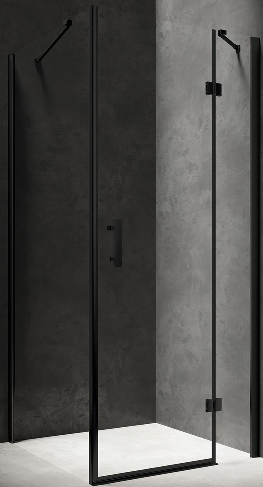 Omnires Manhattan cabine de douche 90x80 cm rectangulaire noir mat/verre transparent MH8090BLTR