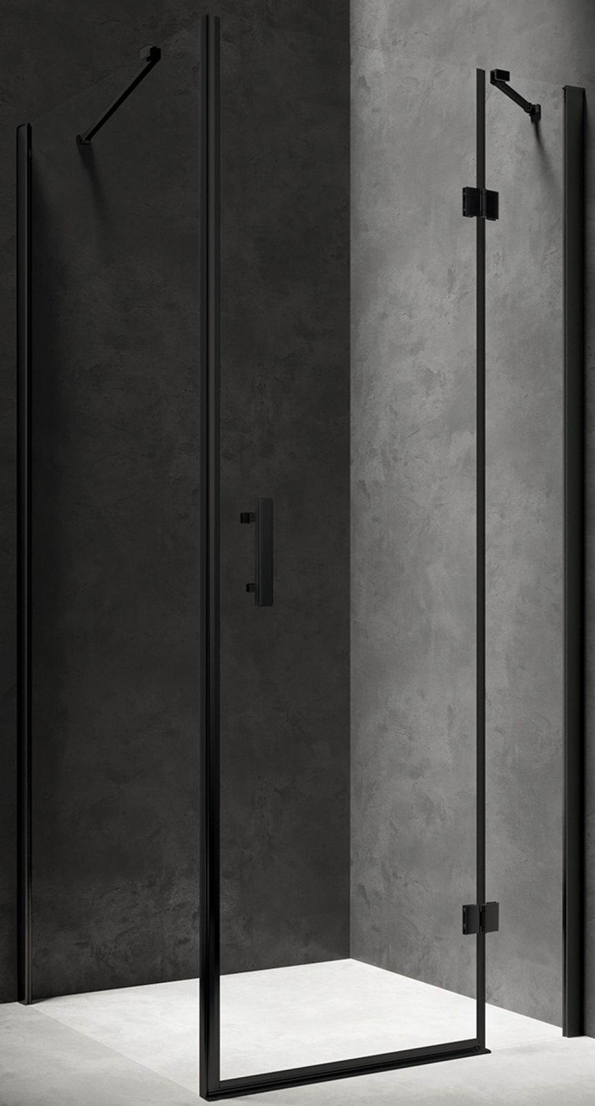 Omnires Manhattan cabine de douche 80x80 cm carrée noir mat/verre transparent MH8080BLTR