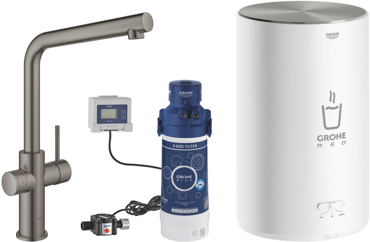 Grohe Red robinet de cuisine avec chauffe-eau sur pied Brushed Hard Graphite 30327AL1