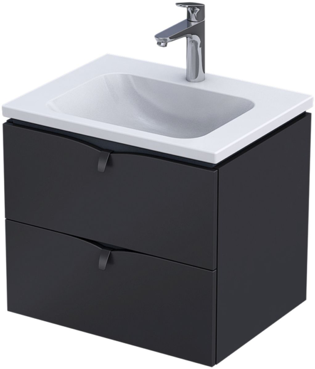 Oristo Siena armoire 59.6x45.5x50 cm sous-lavabo suspendu noir OR45-SD2S-60-8