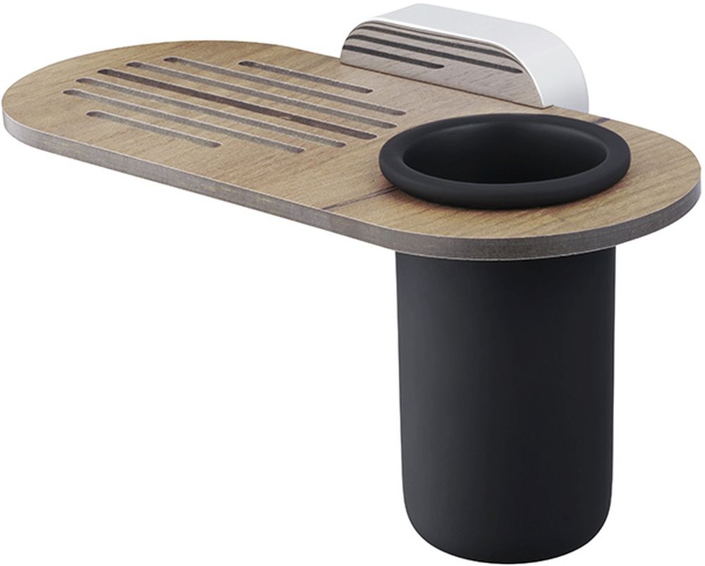 BISK Bergen porte-savon mural chrome-noir-bois 07104