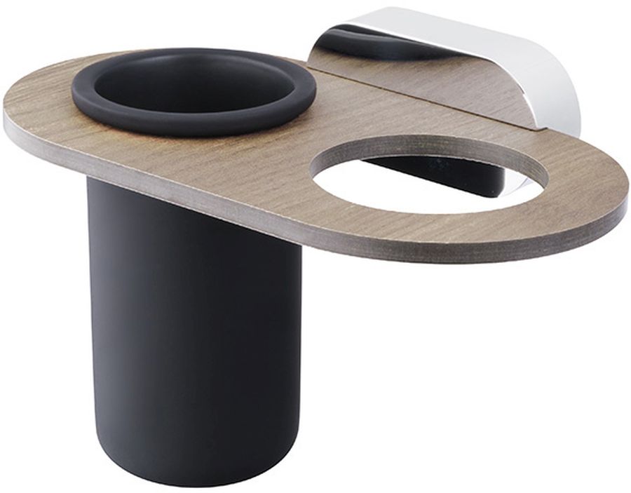 BISK Bergen gobelet pour brosses à dents noir-chrome-marron 07065