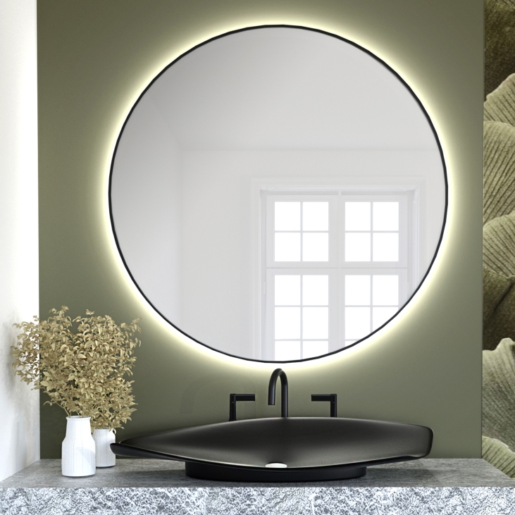 Baltica Design Bright miroir 60x60 cm circulaire avec éclairage noir 5904107900049