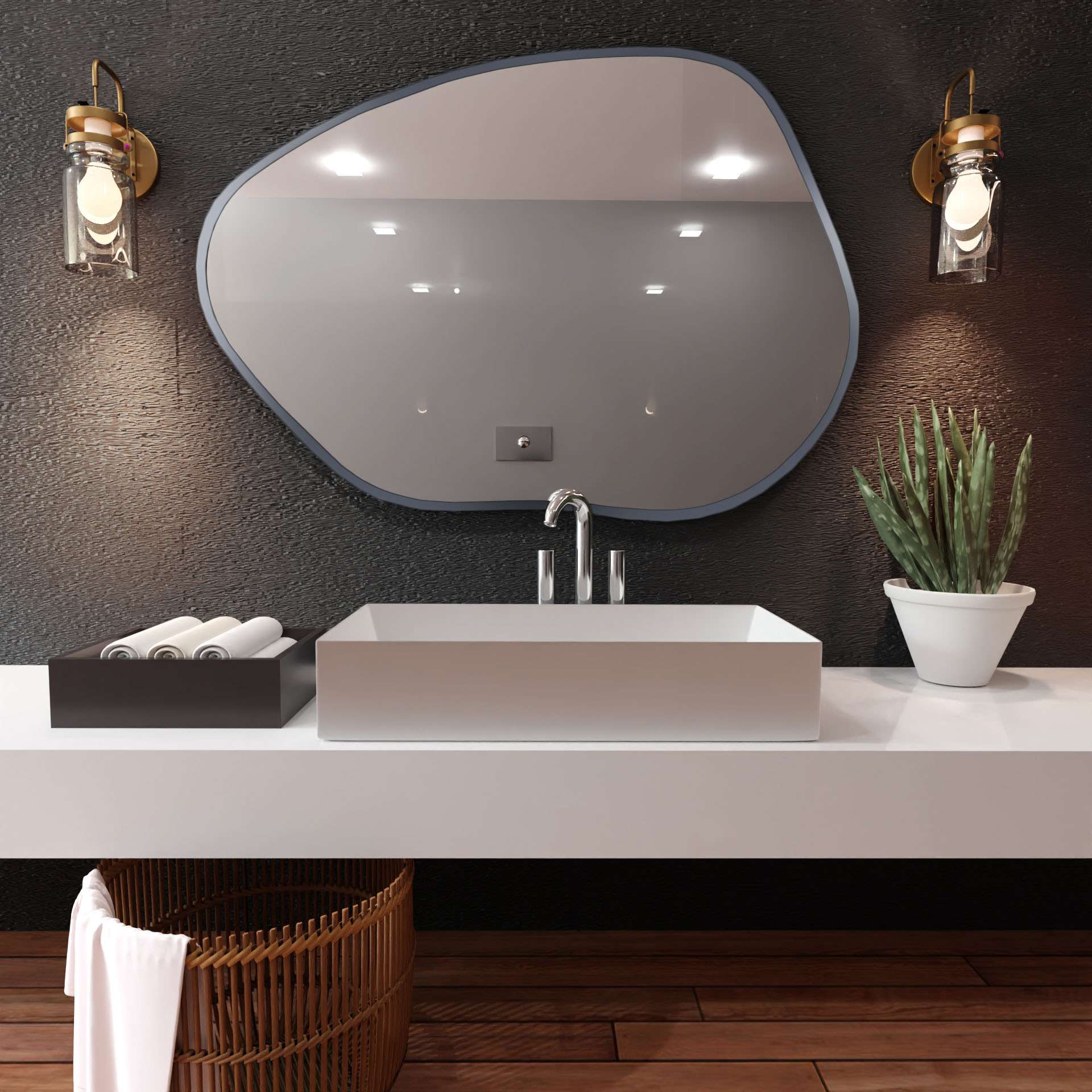 Baltica Design Tiny Borderbright Stain I miroir 90x64 cm avec éclairage argenté 5904107901152