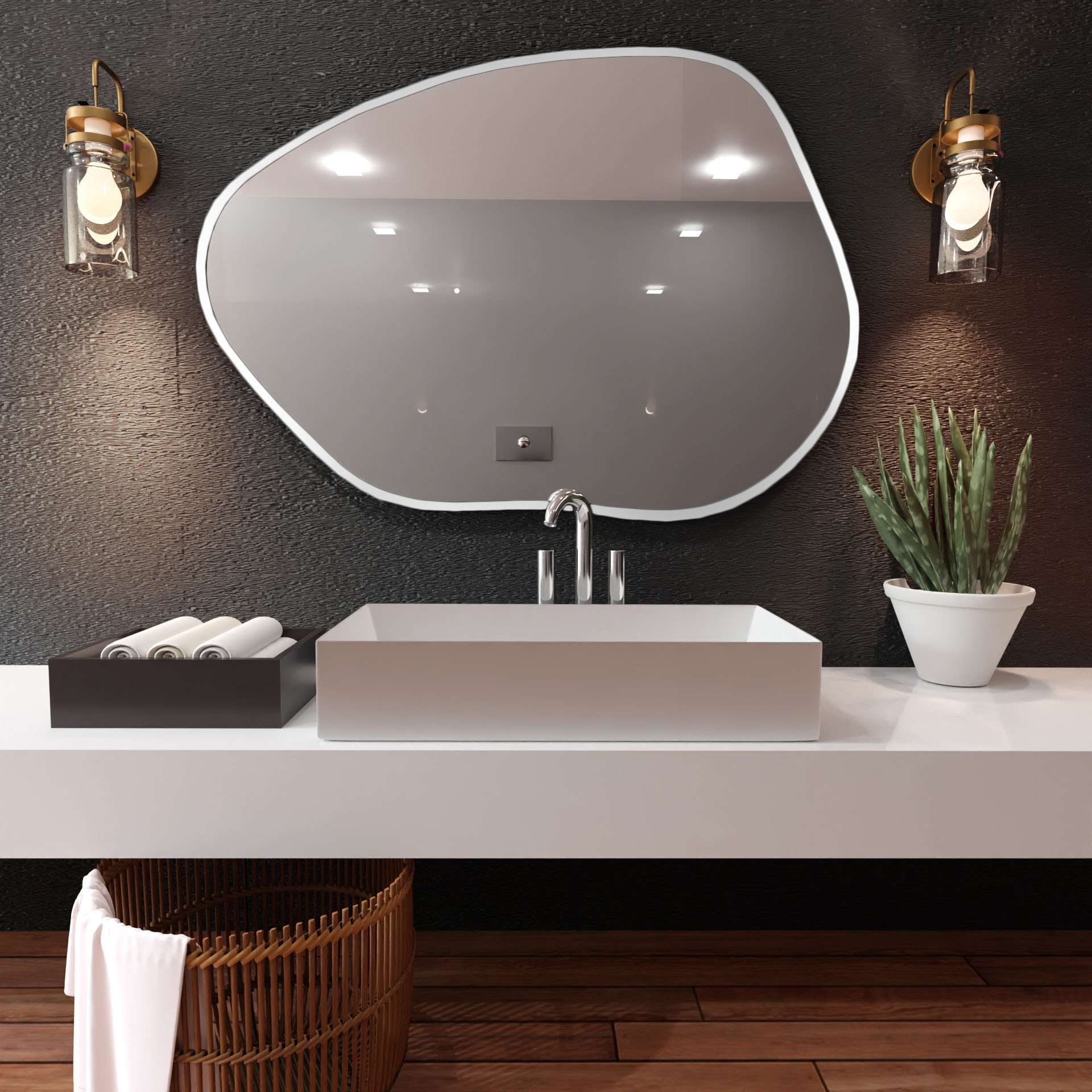 Baltica Design Tiny Borderbright Stain I miroir 100x72 cm avec éclairage blanc 5904107901206