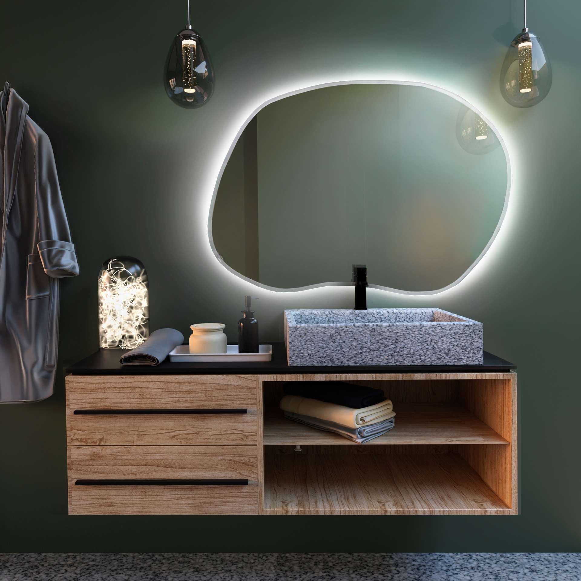 Baltica Design Tiny Borderbright Stain II miroir 60x43 cm avec éclairage blanc 5904107901466